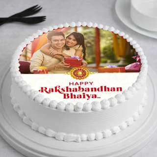 Rakhi Personalised Photo Cake With Single Rakhi