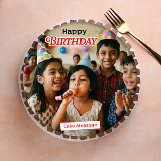 Top View of Round-Shaped Gems N Kitkat Photo Cake