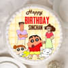 Round Shinchan Family Birthday Vanilla Poster Cake