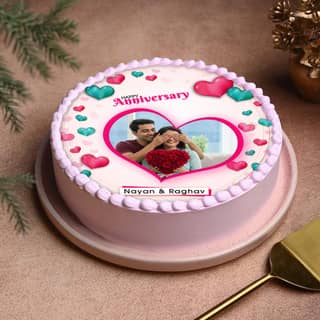 Top View of Soulmate Love photo cake for anniversary