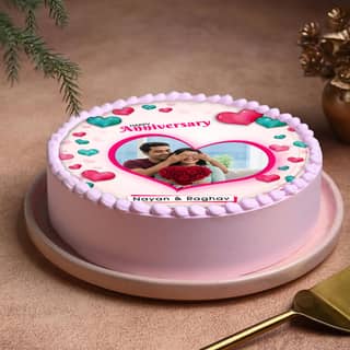 Side View of Soulmate Love photo cake for anniversary