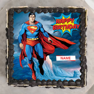 Top View of Superman Photo Cake For Boys