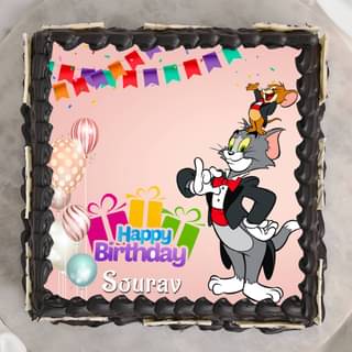 Top view of Tom N Jerry Poster Cake