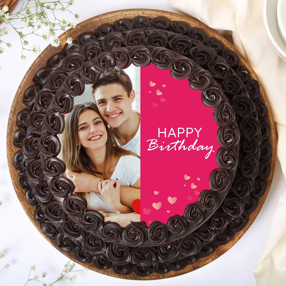 Two Tier Chocolate Photo Cake