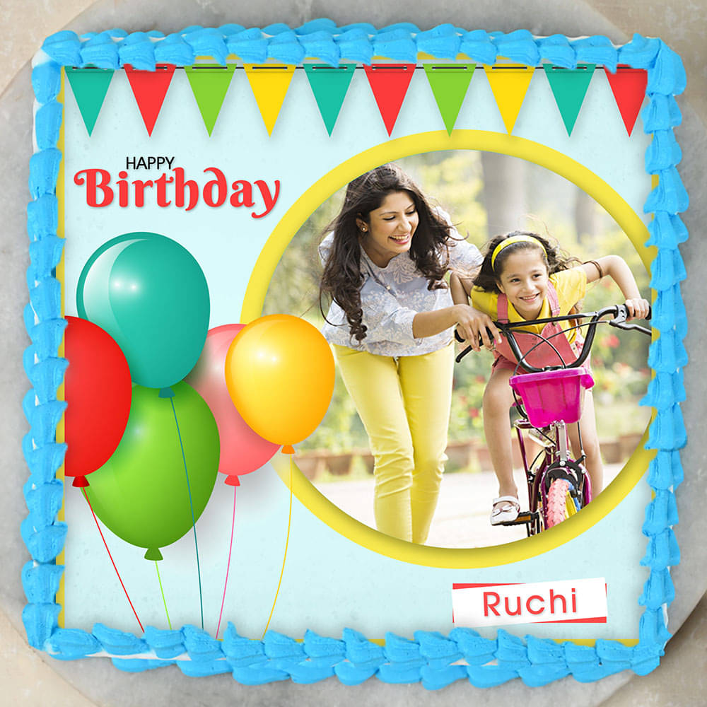 Top View of Vibrant Attraction Photo Cake for birthday celebration