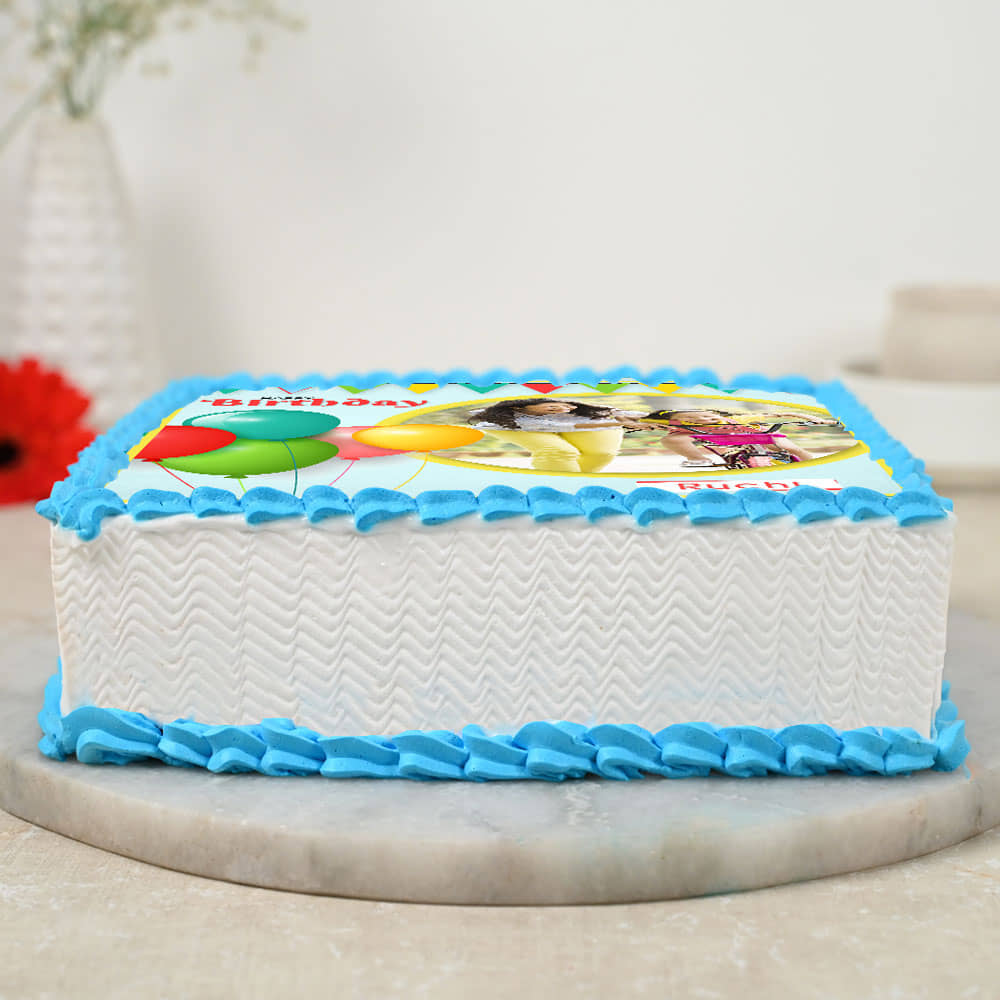 Side View of Vibrant Attraction Photo Cake for birthday celebration