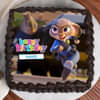 Top View of Zootopia Birthday Photo Cake For Girls