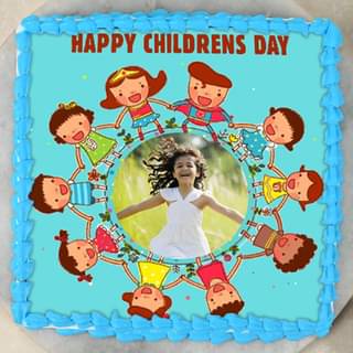 Front View of Childrens Day Kids Photo Cake