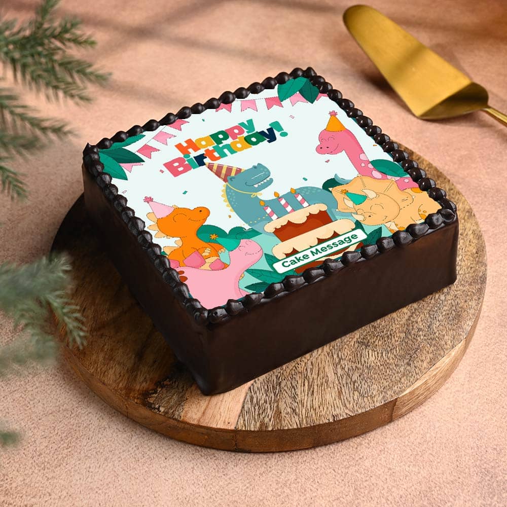 Square Dino Birthday Cake Square Dino Birthday Cake