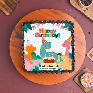 Square Dino Fun Birthday Cake Square Dino Fun Birthday Cake