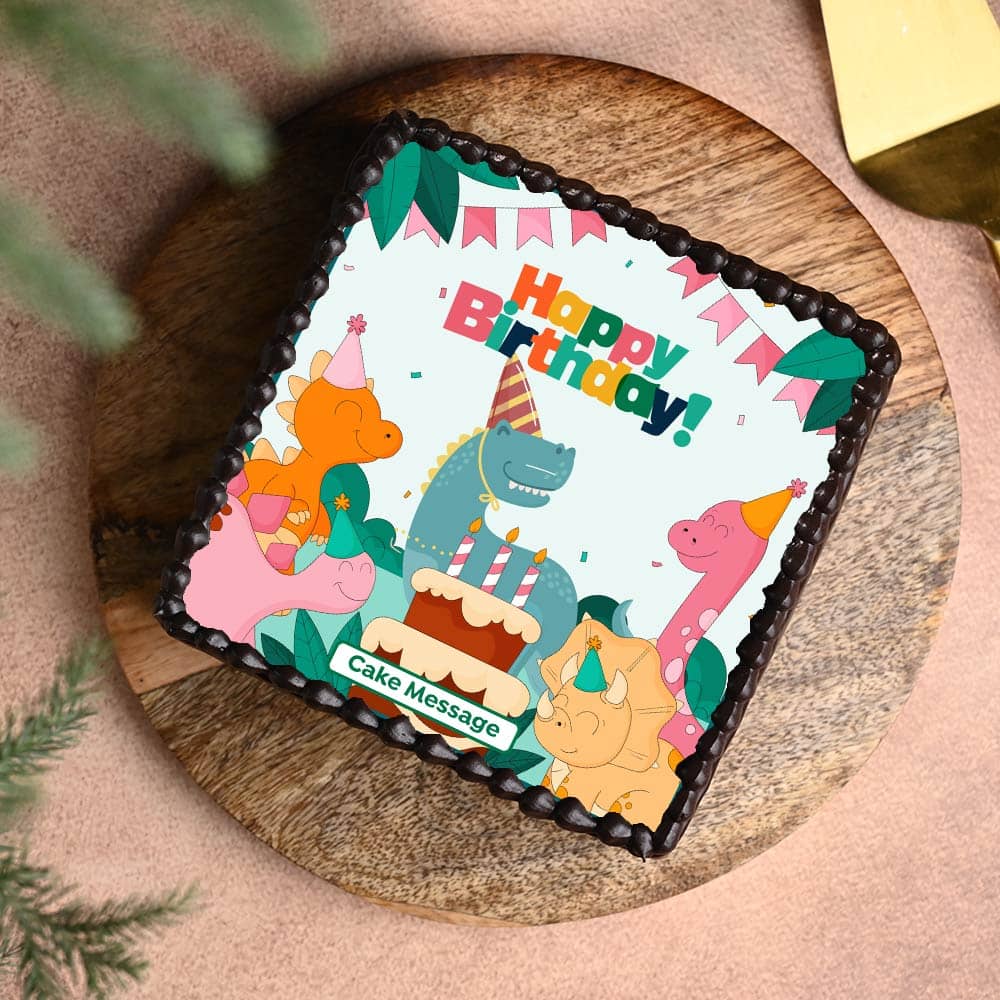 Square Dino Birthday Cake