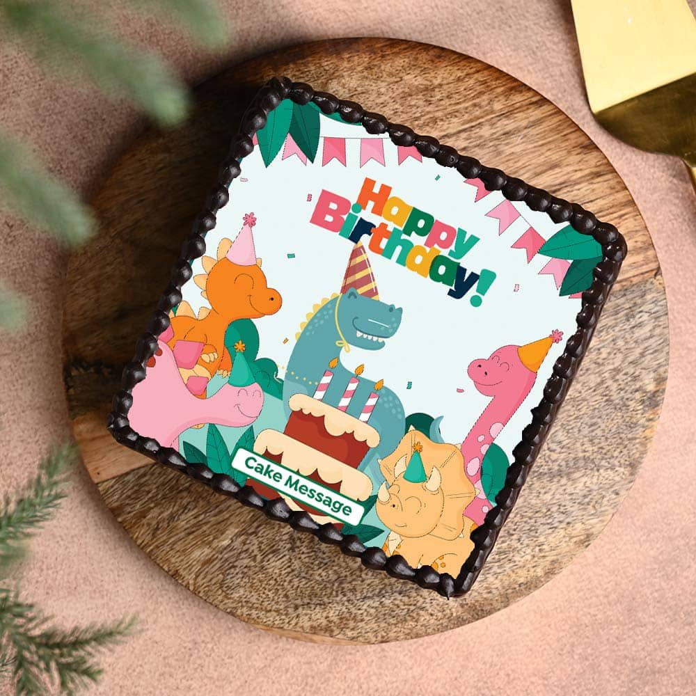 Square Dino Birthday Cake Square Dino Birthday Cake