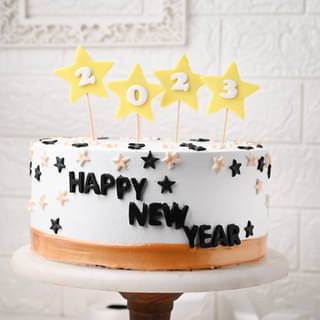 Front View Happy New Year Theme Cake
