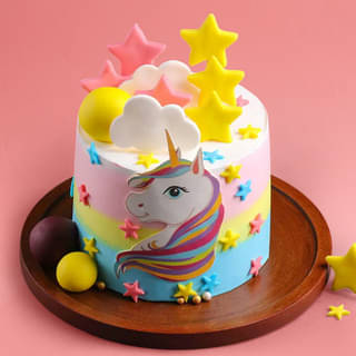 Top View of Starry Unicorn Cake