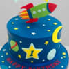 Zoomed View of Stars and Rocket Space Fondant  Cake