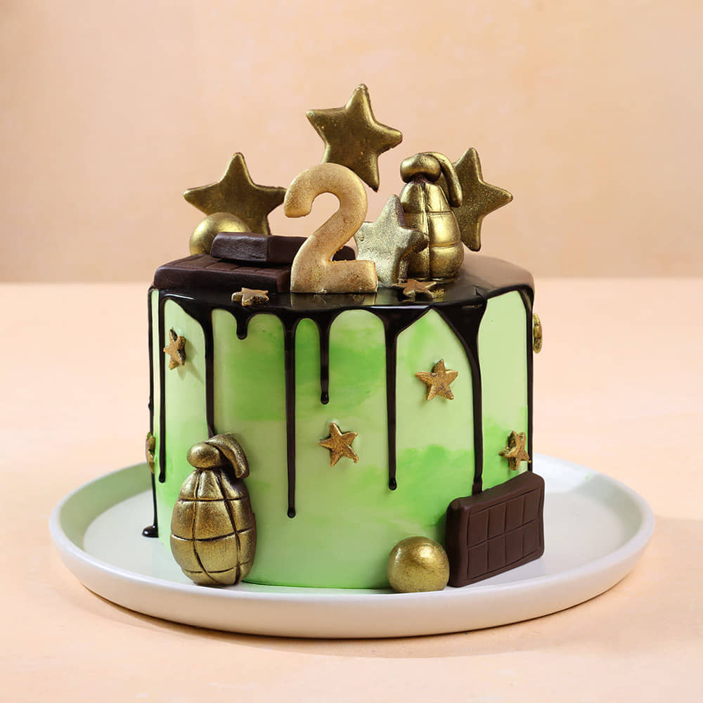 Stars N Grenade Army Cake Side View of Stars N Grenade Army Cake