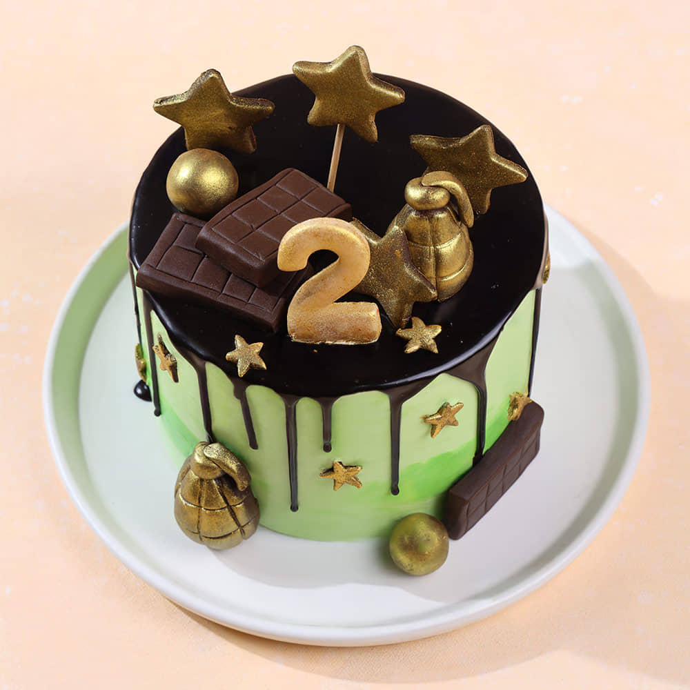 Stars N Grenade Army Cake Angled View of Stars N Grenade Army Cake