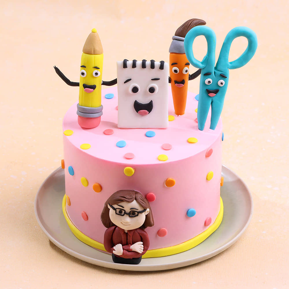 Stationery Fun Teacher Theme Cake