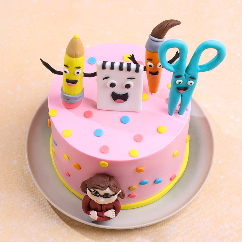 Stationery Fun Teacher Theme Cake
