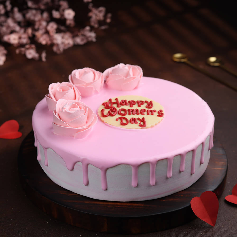 Strawberry Rose Womens Day Cake
