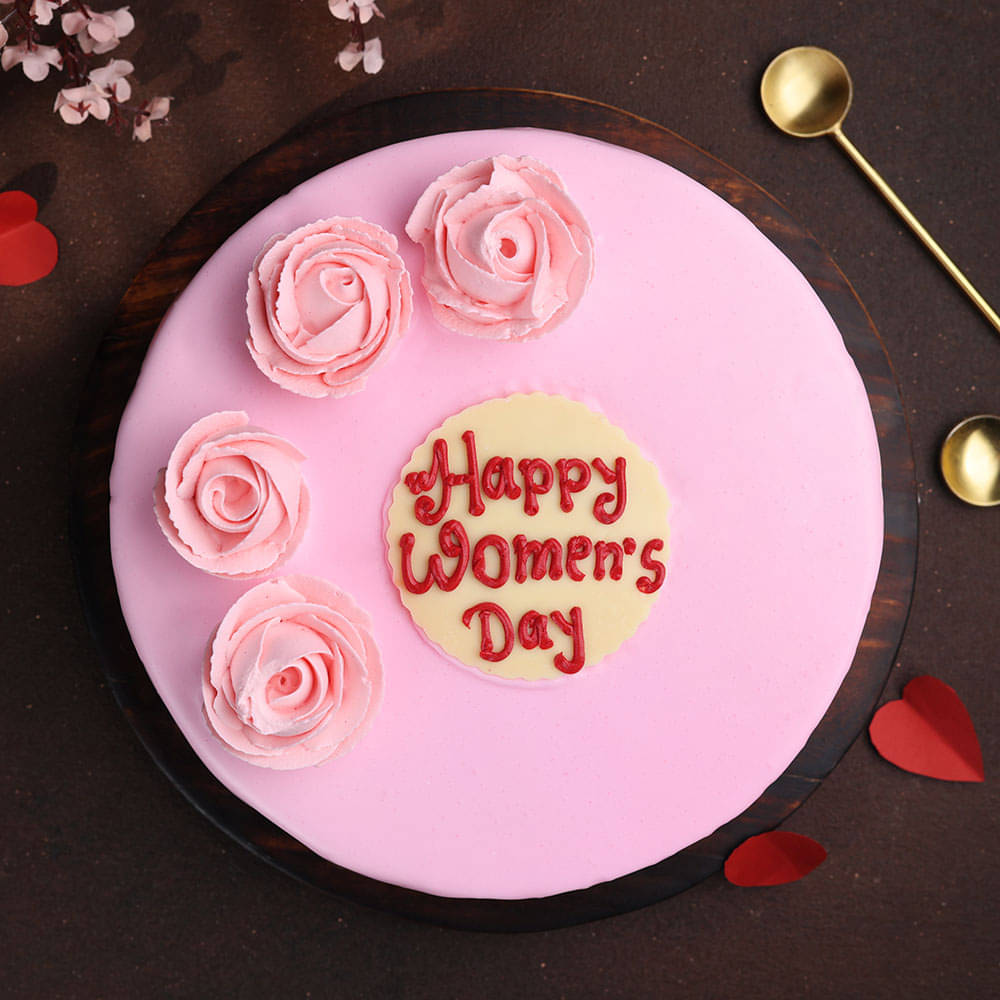 Strawberry Rose Womens Day Cake