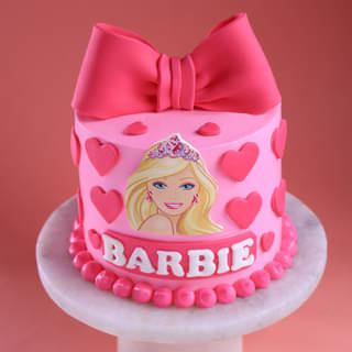 Side View of Stylish Fondant Barbie Cake Side View of Stylish Fondant Barbie Cake