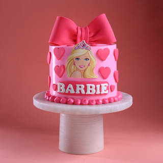 Side View of Stylish Fondant Barbie Cake Side View of Stylish Fondant Barbie Cake