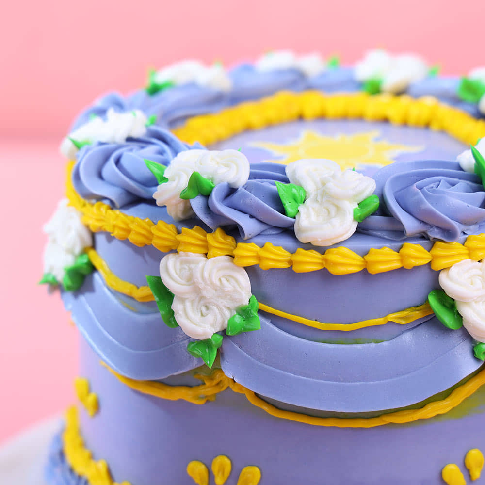 Zoomed-in View of Sundrop Flower Rapunzel Cake