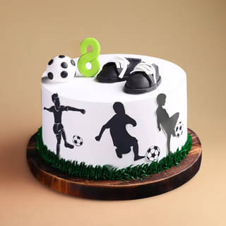 Side View of Super Kick Football Cake