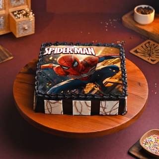 Top View of Super Spiderman Photo Cake