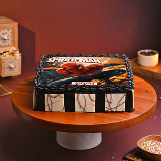 Top View of Super Spiderman Photo Cake