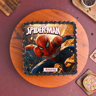 Side View of Super Spiderman Photo Cake