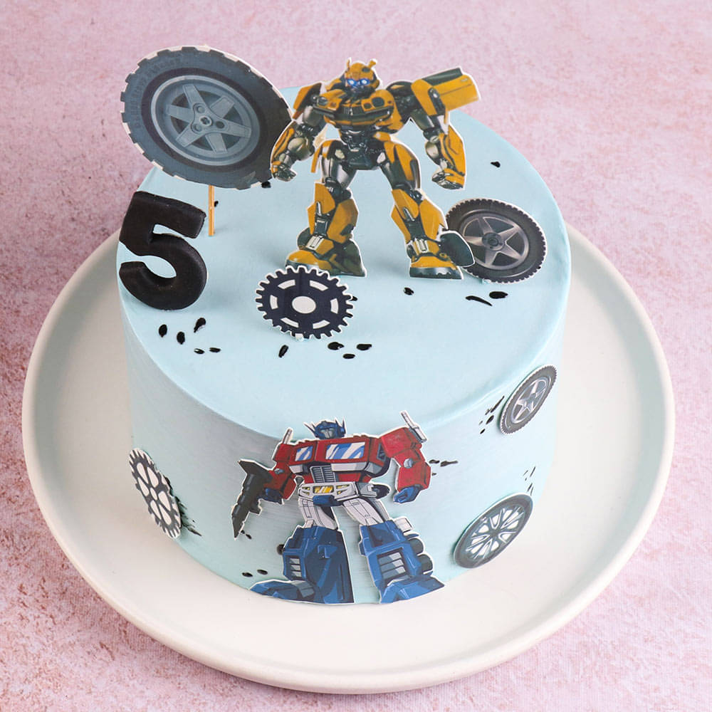 Top View of Super Transformers Theme Cake