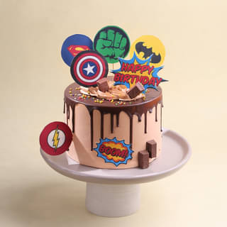 Superheroes Chocolate Drip Cake