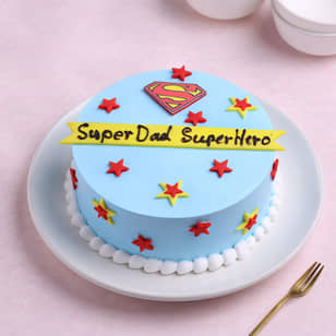 Super Man Vanilla Cake for Dad Vanilla Fondant Cake For Father