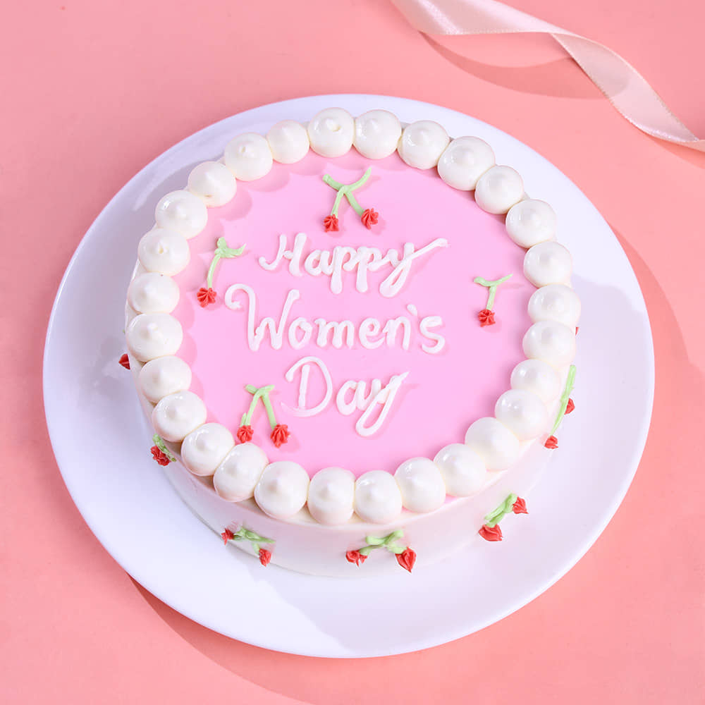 Sweet Blooms Womens Day Cake Front View of Sweet Blooms Womens Day Cake