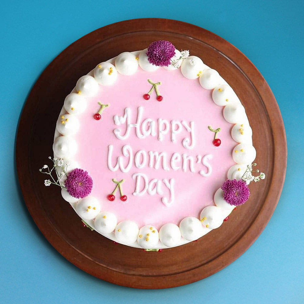 Top View of Sweet Blooms Womens Day Cake