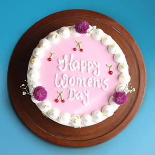 Top View of Sweet Blooms Womens Day Cake