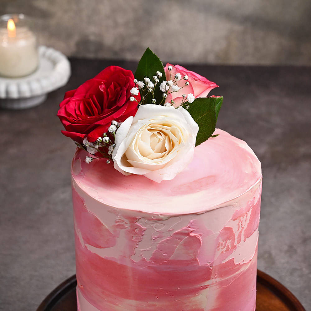 Zoomed View of Sweet Forever Floral Wedding Cake