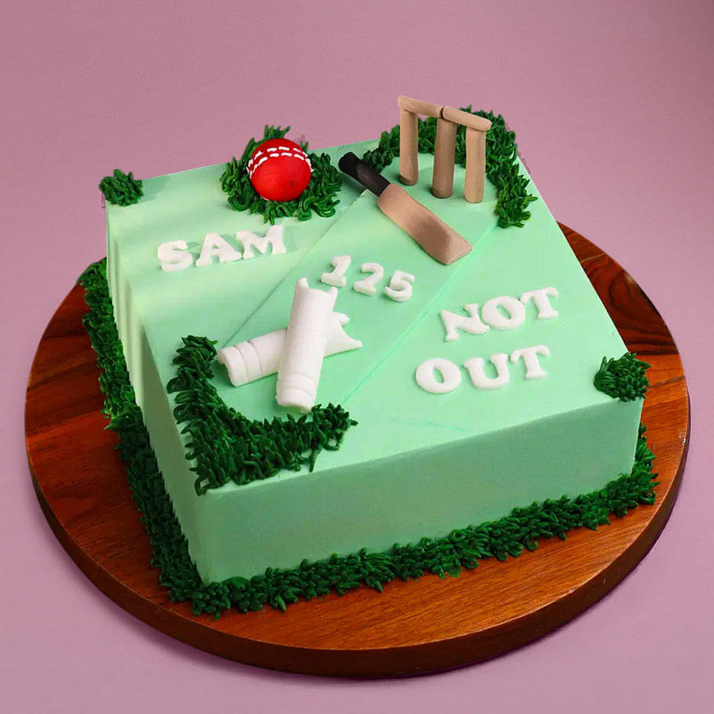 Front View of Innings Cricket Cake