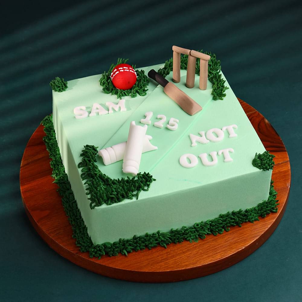 Front View of Innings Cricket Cake