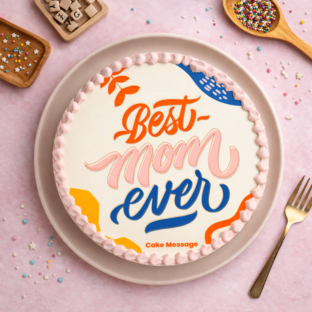 Top View: Best Mom Mother's Day Photo Cake