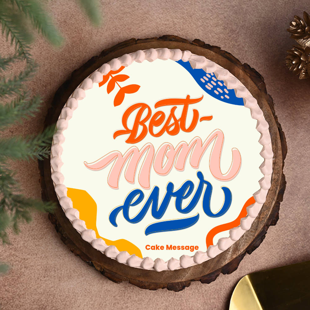 Top View: Best Mom Mother's Day Photo Cake