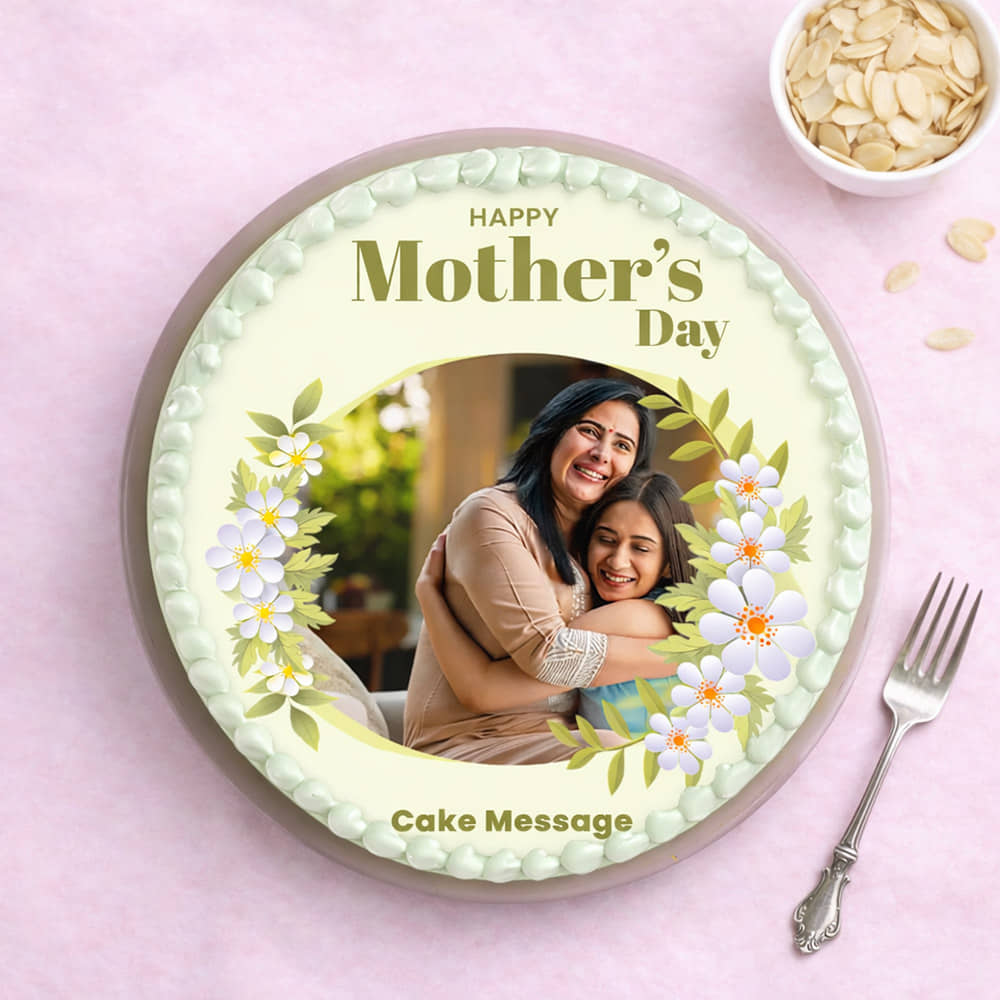 Top View of Sweet Memory Photo Cake for Mom