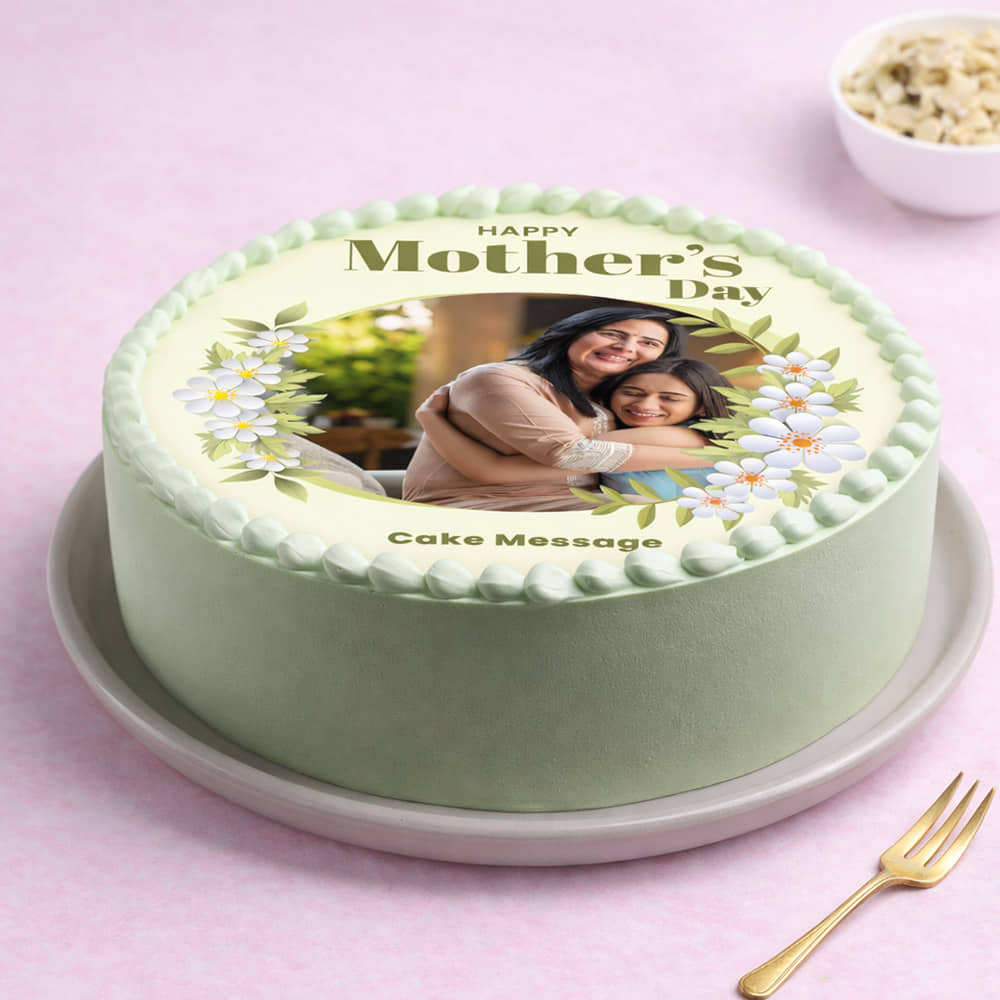 Side View of Sweet Memory Photo Cake for Mom