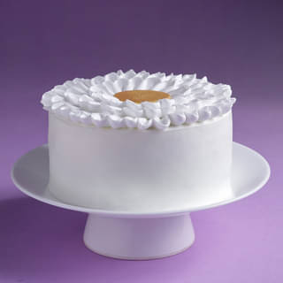 Front Angled View of Sweet Petals Vanilla Cake