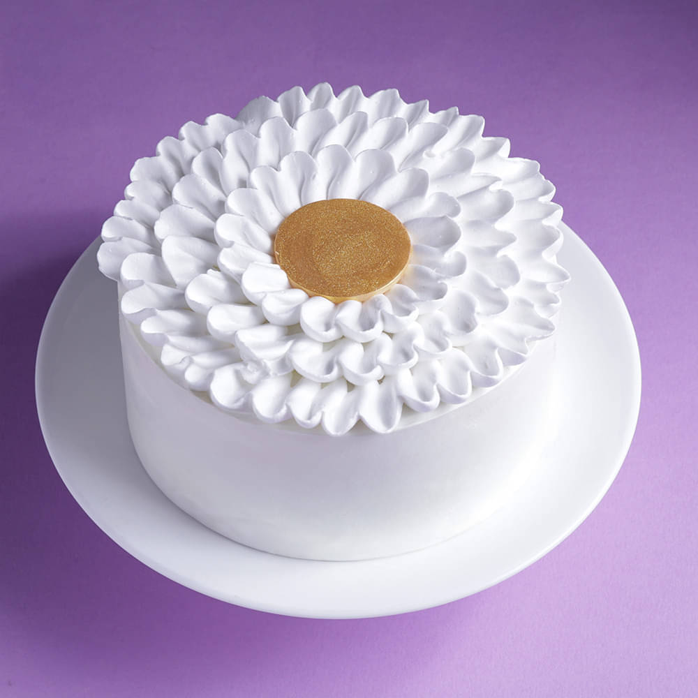 Top View of Sweet Petals Vanilla Cake
