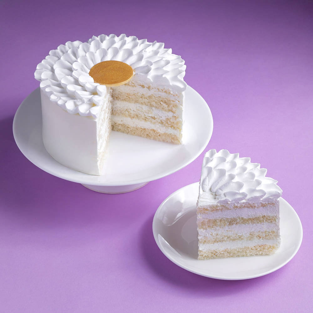 Sliced View of Sweet Petals Vanilla Cake