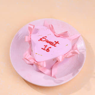 Top View of Sweet Sixteen Bento Bow Cake Top View of Sweet Sixteen Bento Bow Cake