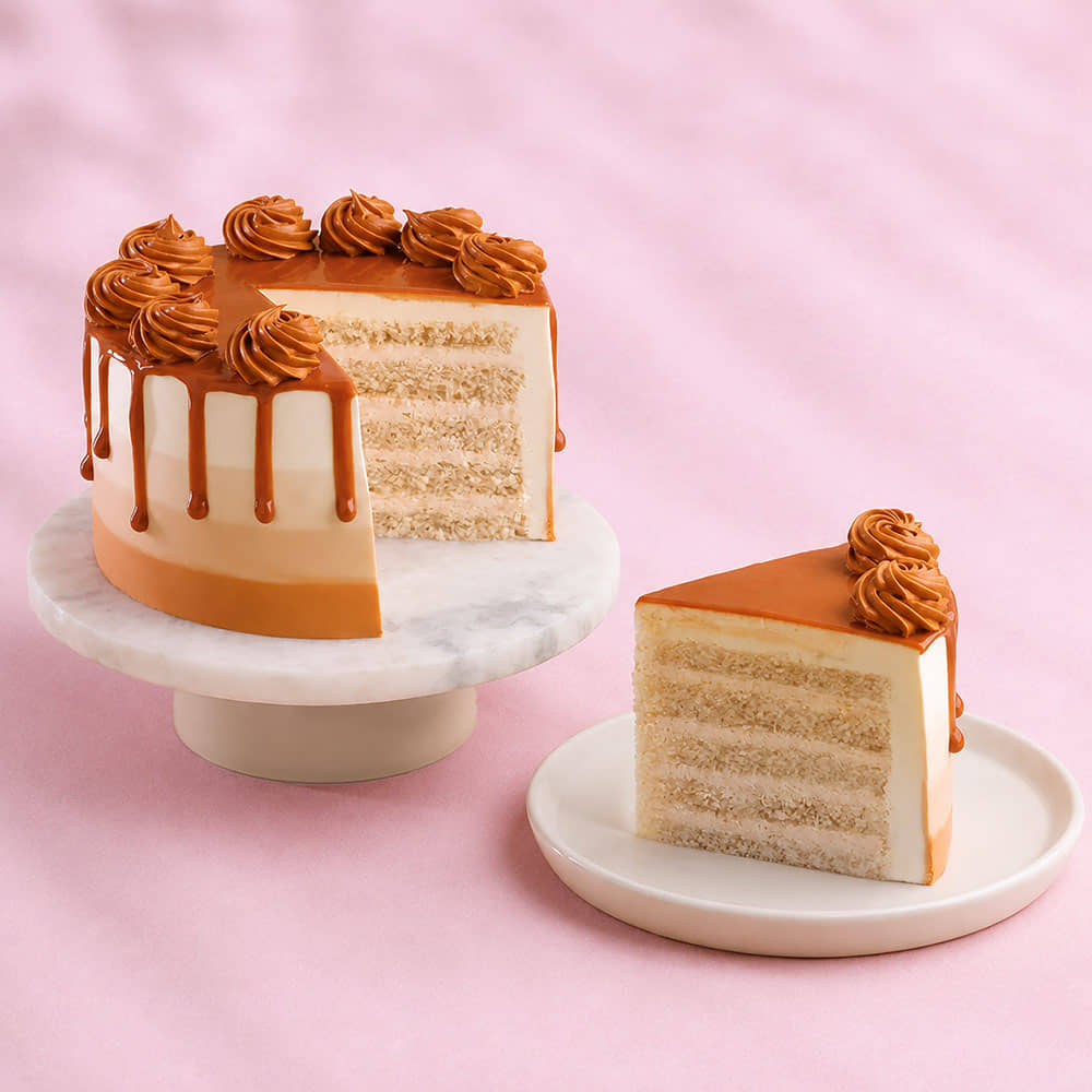 Swirly Butterscotch Drip Cake